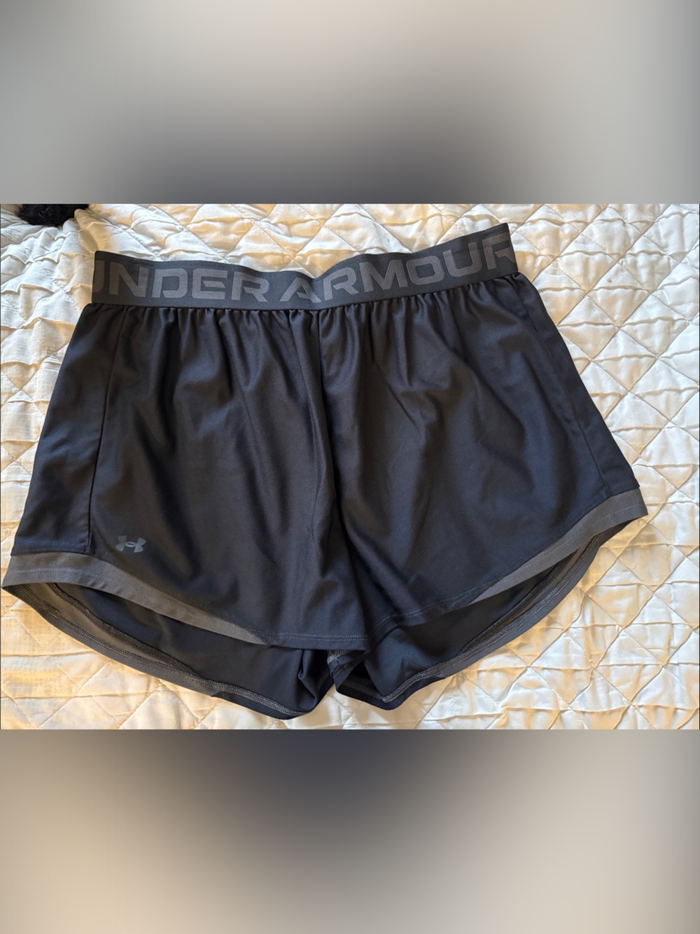 Under Armour Women’s Black Athletic Shorts with Gray Waistband
